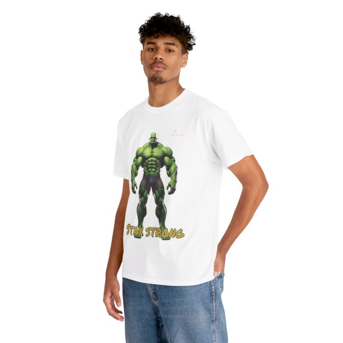 "Men's 'Stay Strong' Graphic T-Shirt - Bold Muscle Character Design" - Image 15