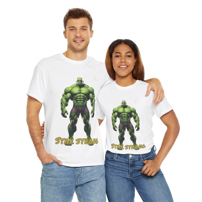 "Men's 'Stay Strong' Graphic T-Shirt - Bold Muscle Character Design" - Image 24