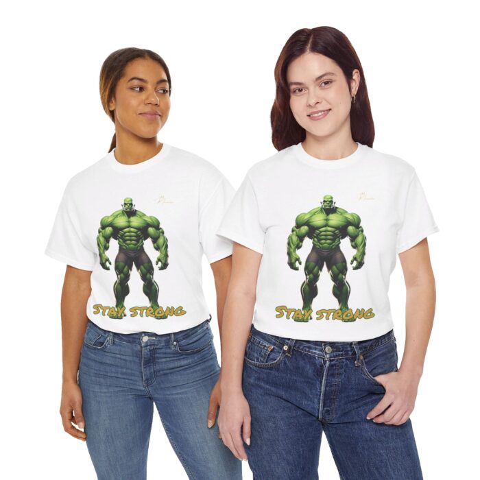 "Men's 'Stay Strong' Graphic T-Shirt - Bold Muscle Character Design" - Image 25