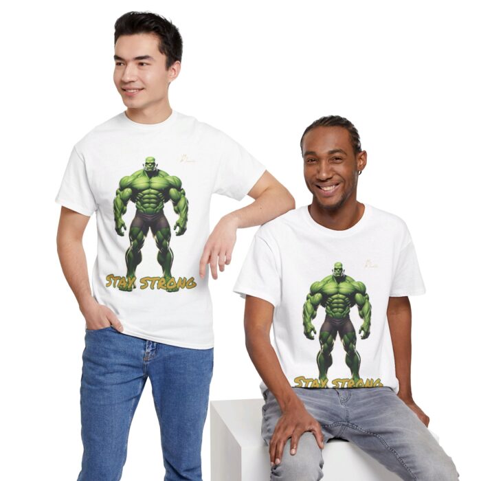 "Men's 'Stay Strong' Graphic T-Shirt - Bold Muscle Character Design" - Image 26