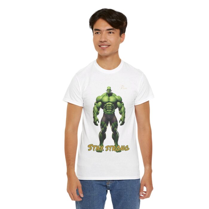 "Men's 'Stay Strong' Graphic T-Shirt - Bold Muscle Character Design" - Image 21
