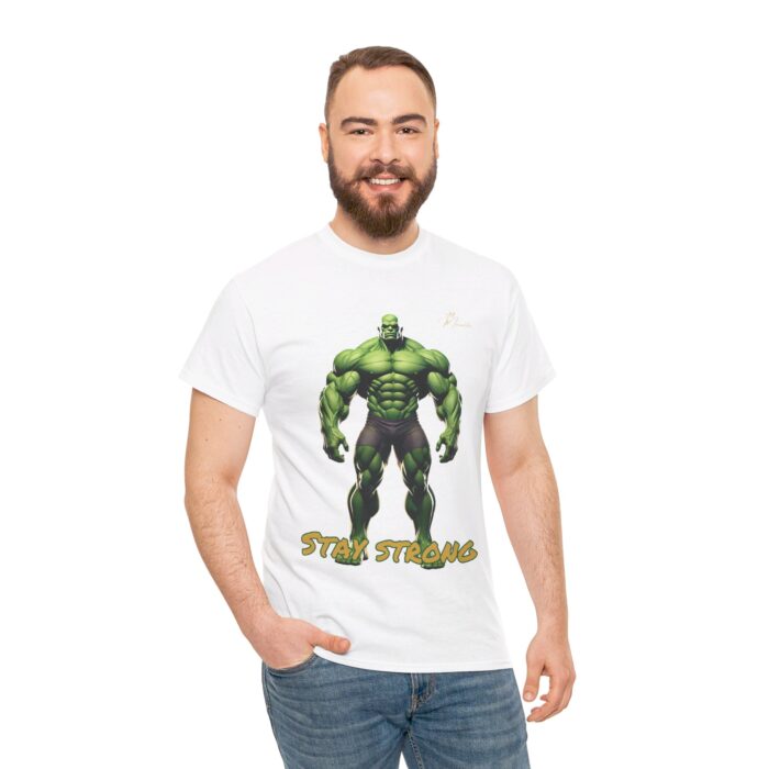 "Men's 'Stay Strong' Graphic T-Shirt - Bold Muscle Character Design" - Image 14