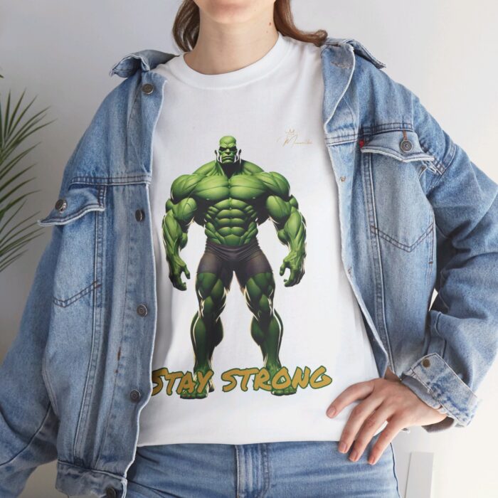 "Men's 'Stay Strong' Graphic T-Shirt - Bold Muscle Character Design" - Image 23