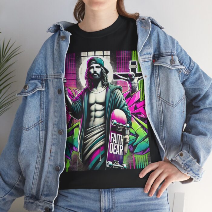 ‘Faith Over Fear’ Skateboard Jesus Graphic Tee - 100% Cotton - Image 23