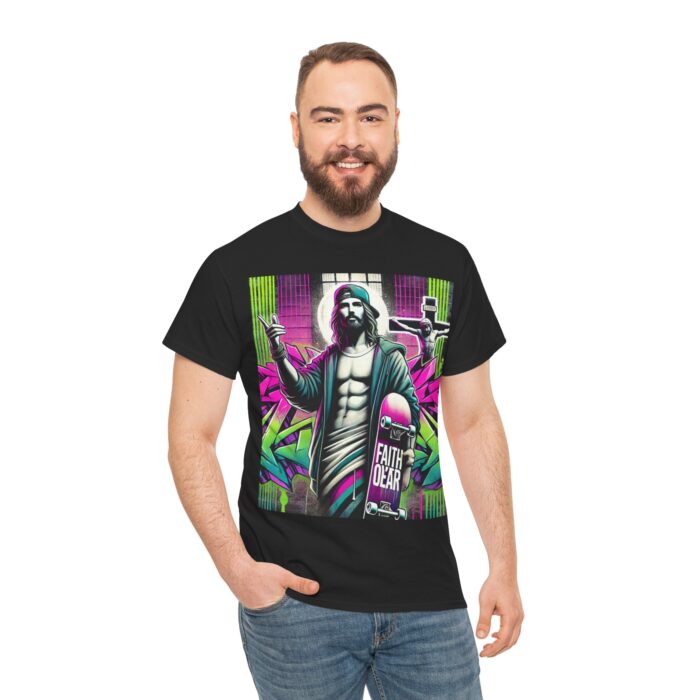 ‘Faith Over Fear’ Skateboard Jesus Graphic Tee - 100% Cotton - Image 13