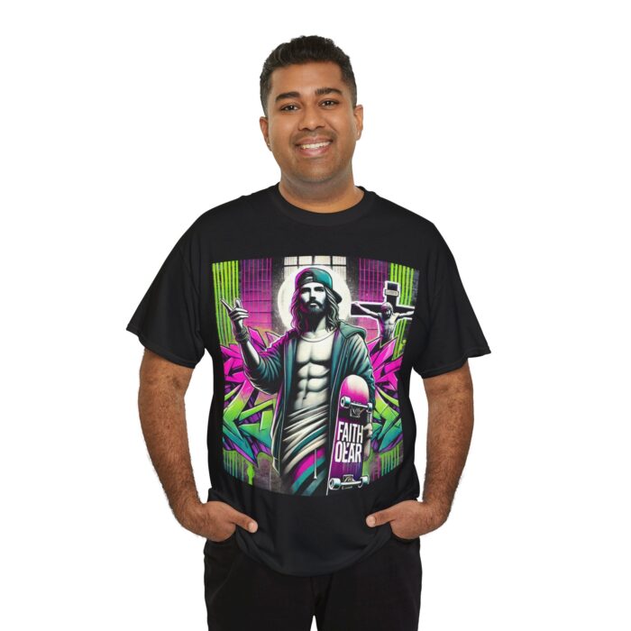 ‘Faith Over Fear’ Skateboard Jesus Graphic Tee - 100% Cotton - Image 17