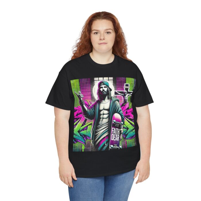 ‘Faith Over Fear’ Skateboard Jesus Graphic Tee - 100% Cotton - Image 15