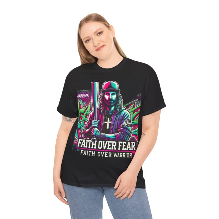 ‘Faith Over Fear’ Warrior Jesus Graphic Tee - 100% Cotton - Image 12