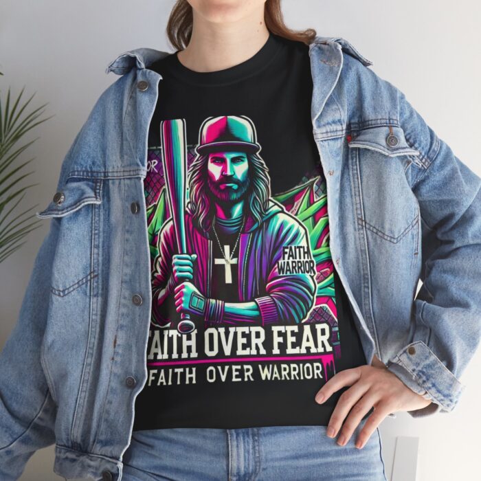 ‘Faith Over Fear’ Warrior Jesus Graphic Tee - 100% Cotton - Image 23