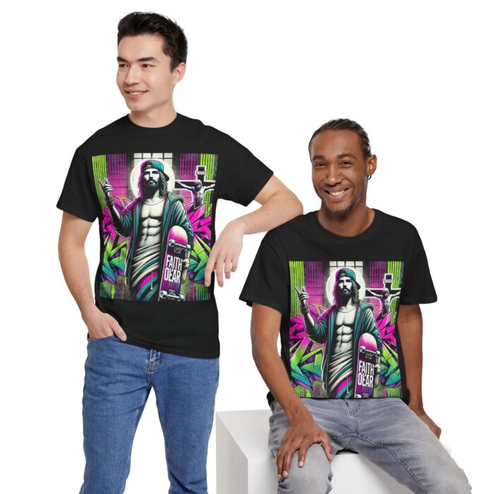 ‘Faith Over Fear’ Skateboard Jesus Graphic Tee - 100% Cotton - Image 26