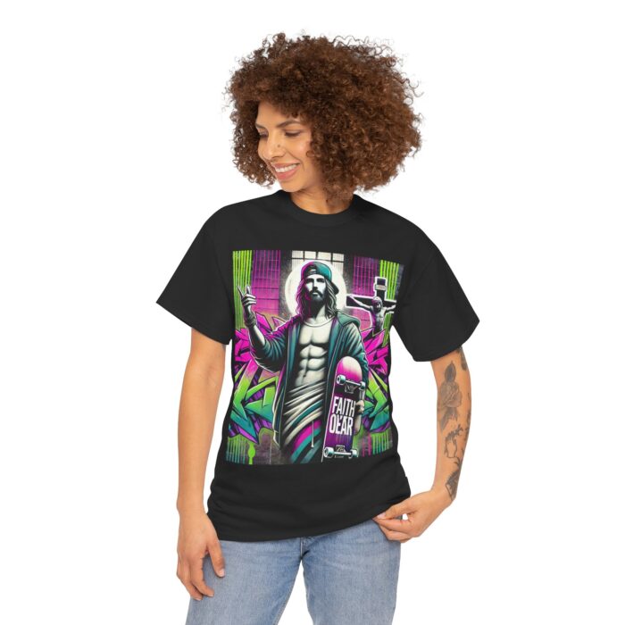 ‘Faith Over Fear’ Skateboard Jesus Graphic Tee - 100% Cotton - Image 11