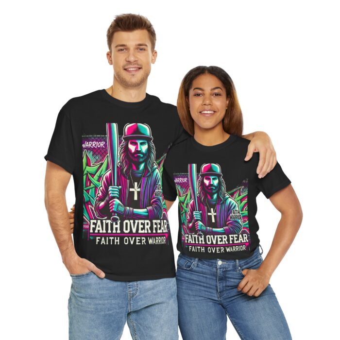 ‘Faith Over Fear’ Warrior Jesus Graphic Tee - 100% Cotton - Image 24