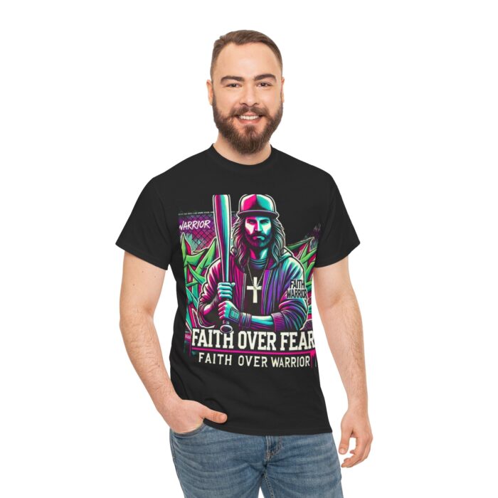 ‘Faith Over Fear’ Warrior Jesus Graphic Tee - 100% Cotton - Image 13
