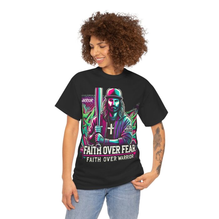 ‘Faith Over Fear’ Warrior Jesus Graphic Tee - 100% Cotton - Image 11