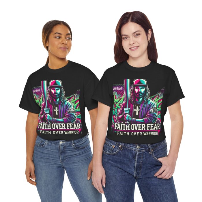 ‘Faith Over Fear’ Warrior Jesus Graphic Tee - 100% Cotton - Image 25