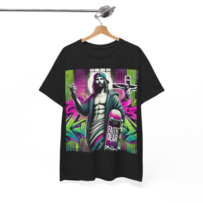 ‘Faith Over Fear’ Skateboard Jesus Graphic Tee - 100% Cotton - Image 7