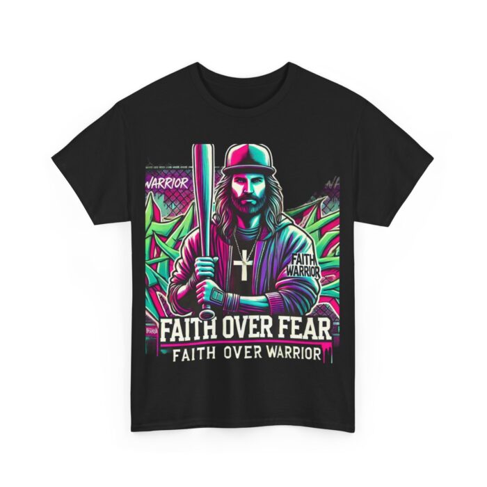 ‘Faith Over Fear’ Warrior Jesus Graphic Tee - 100% Cotton - Image 3
