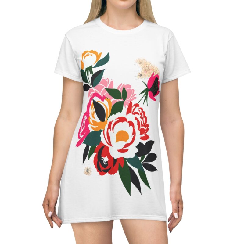 Floral All-Over-Print T-Shirt Dress – Vibrant & Stylish