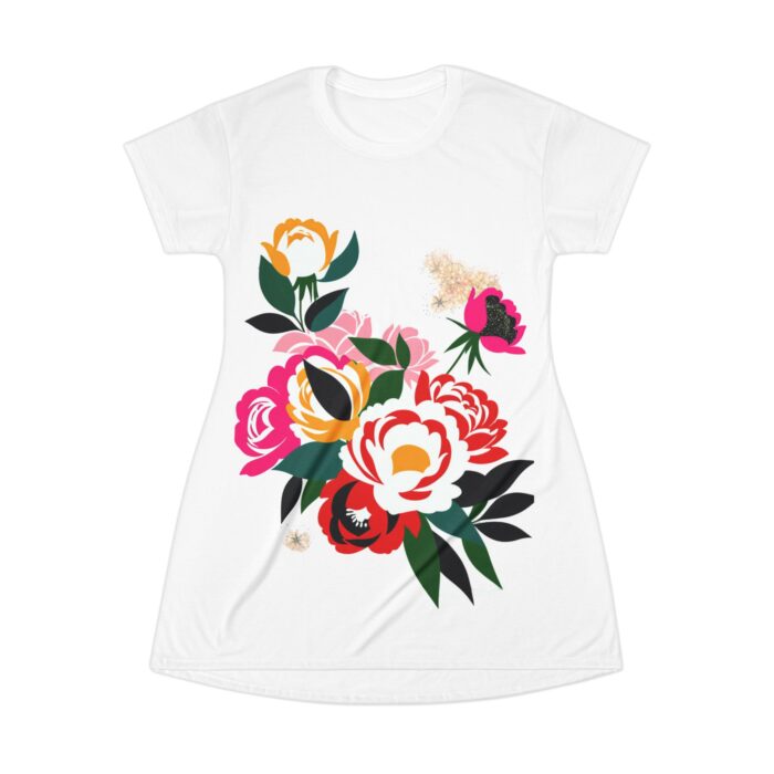Floral All-Over-Print T-Shirt Dress – Vibrant & Stylish - Image 2
