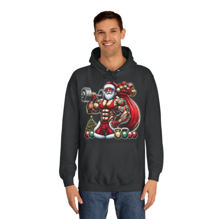 Bodybuilder Santa Hoodie - Unleash Holiday Strength - Image 3