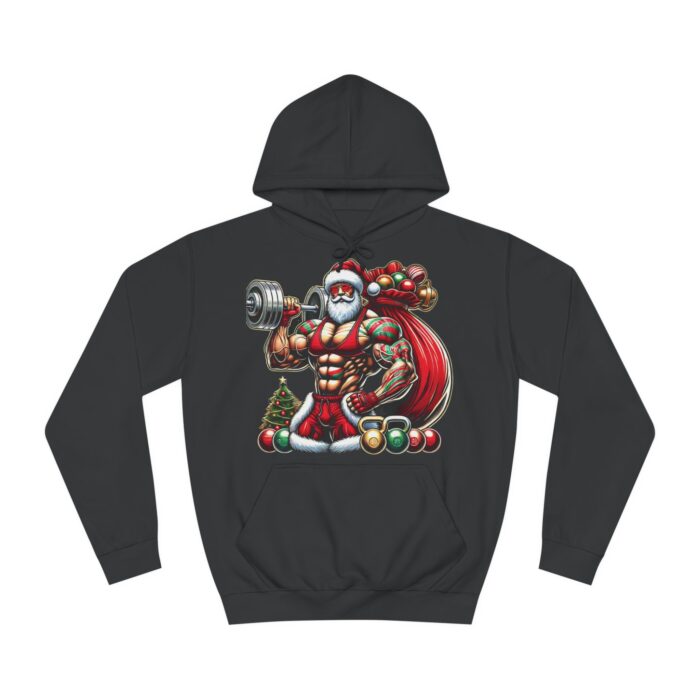 Bodybuilder Santa Hoodie - Unleash Holiday Strength