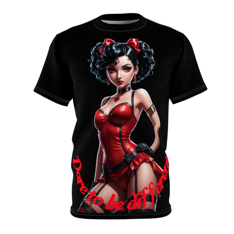 Red Heart Print T-Shirt with 'Dare to be different' Quote – Soft and Breathable Polyester