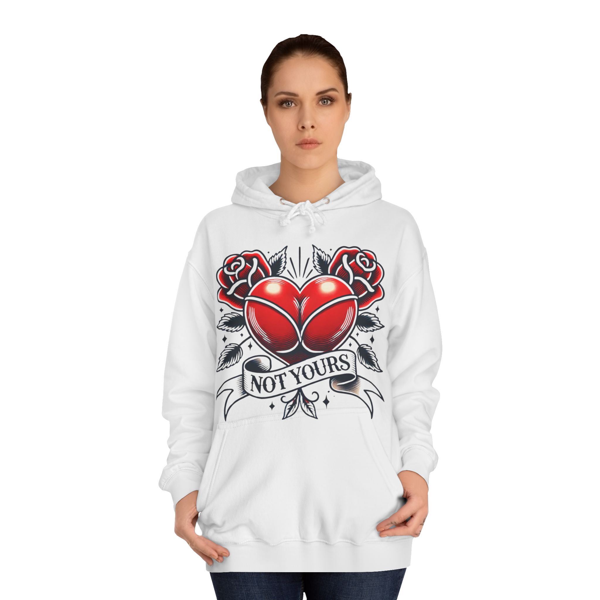 Unisex Hoodie – 'Not Yours' Heart & Roses Design | Cozy Fit & Stylish Comfort - Image 4