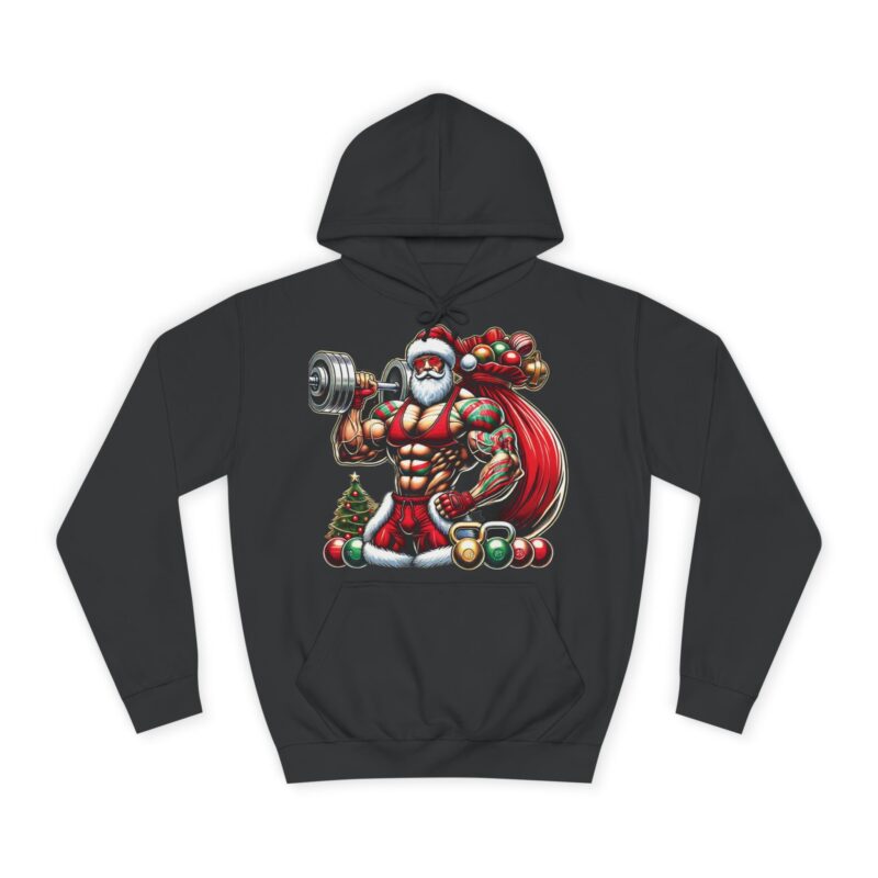 Bodybuilder Santa Hoodie - Unleash Holiday Strength