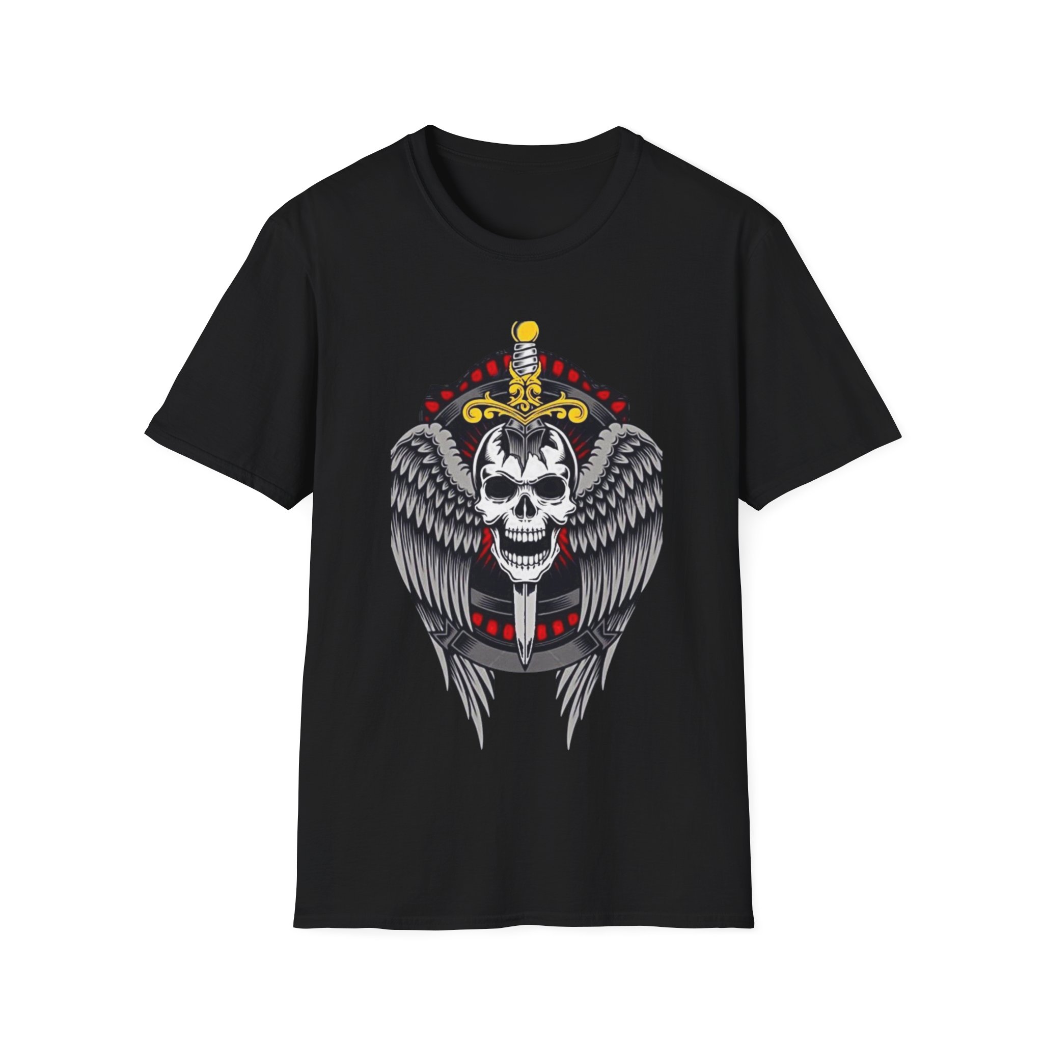 Unisex Soft-Style Skull & Wings Graphic Tee - 100% Ring-Spun Cotton