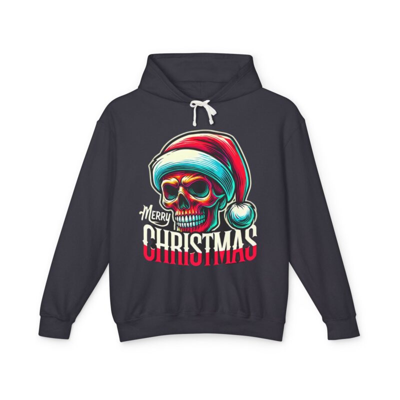Merry Christmas Skull Hoodie – Dark Cotton Relaxed Fit Holiday Sweatshirt