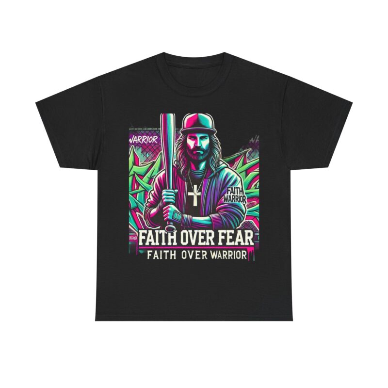 ‘Faith Over Fear’ Warrior Jesus Graphic Tee - 100% Cotton