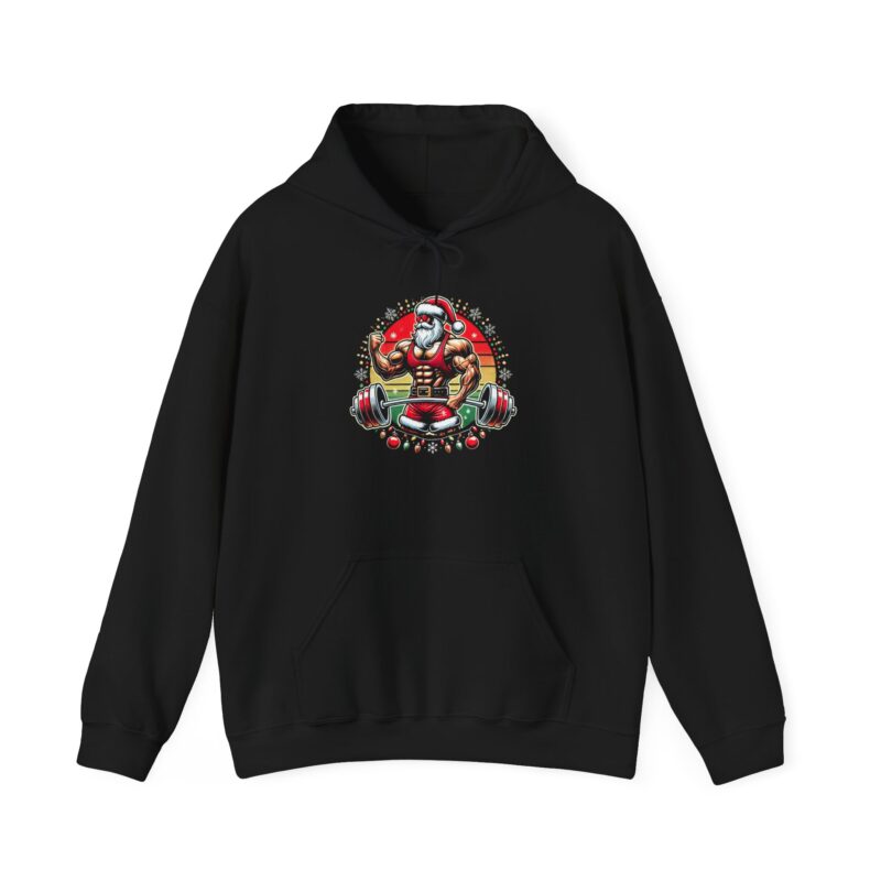 Muscle Santa Christmas Hoodie - Festive Strength and Style