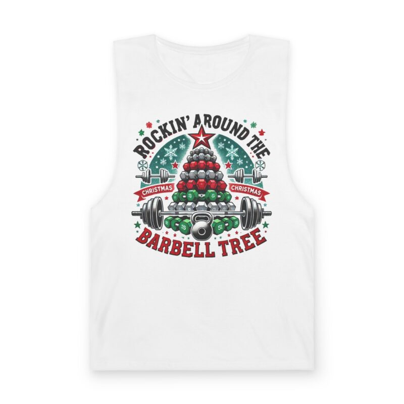 Rockin’ Around the Barbell Tree Tank Top - Festive Fitness Redefined