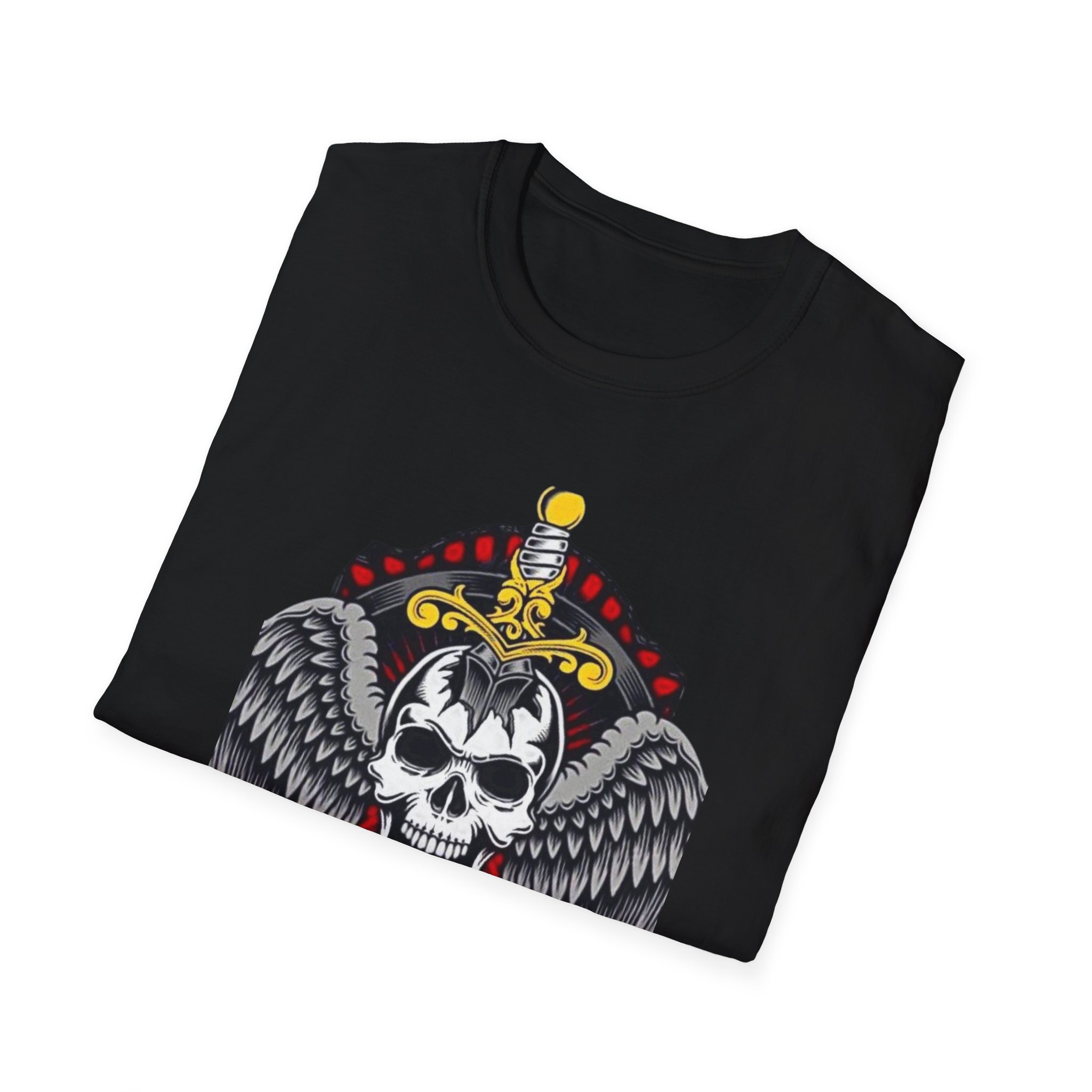 Unisex Soft-Style Skull & Wings Graphic Tee - 100% Ring-Spun Cotton - Image 4