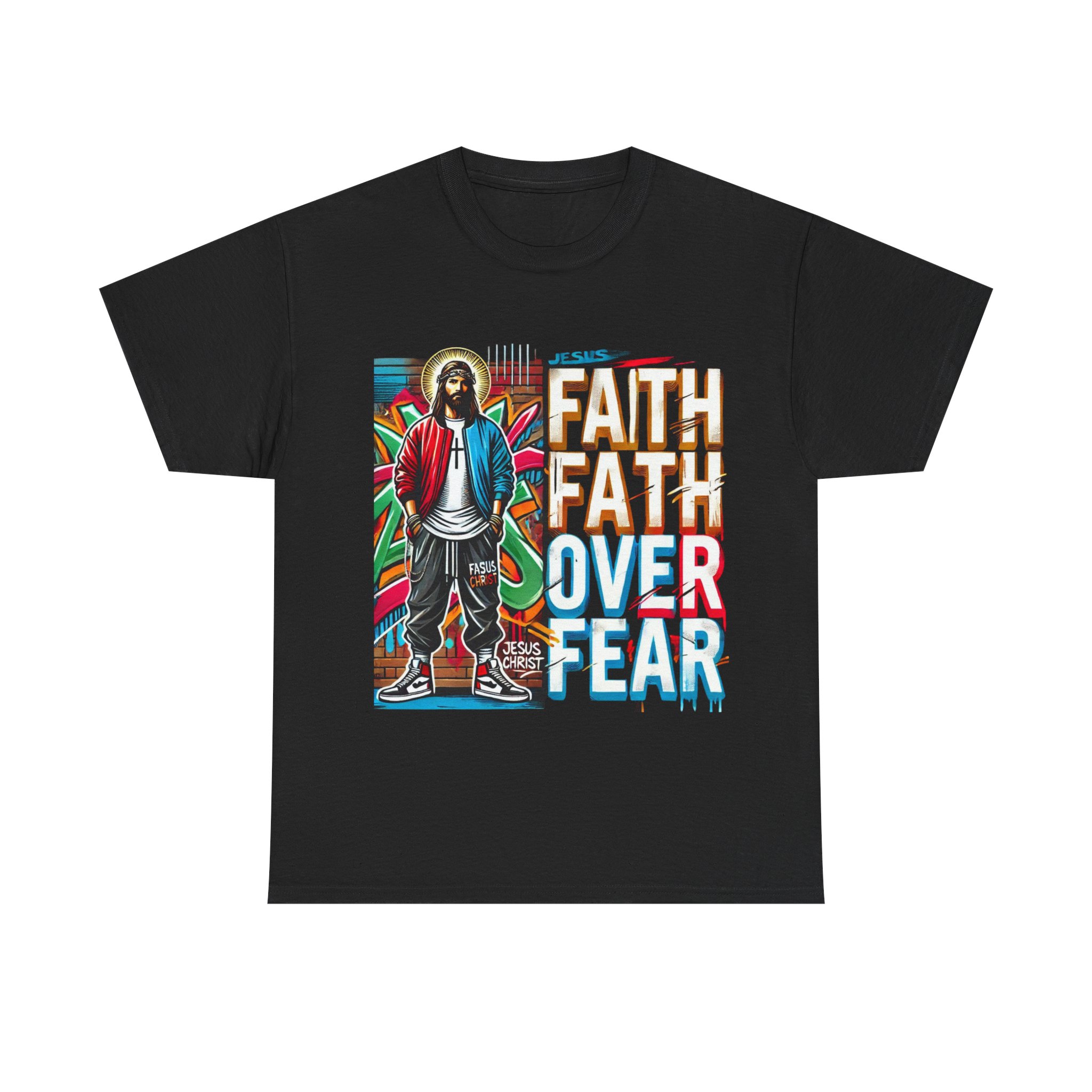 Unisex Heavy Cotton ‘Faith Over Fear’ Jesus Graphic Tee - 100% Cotton