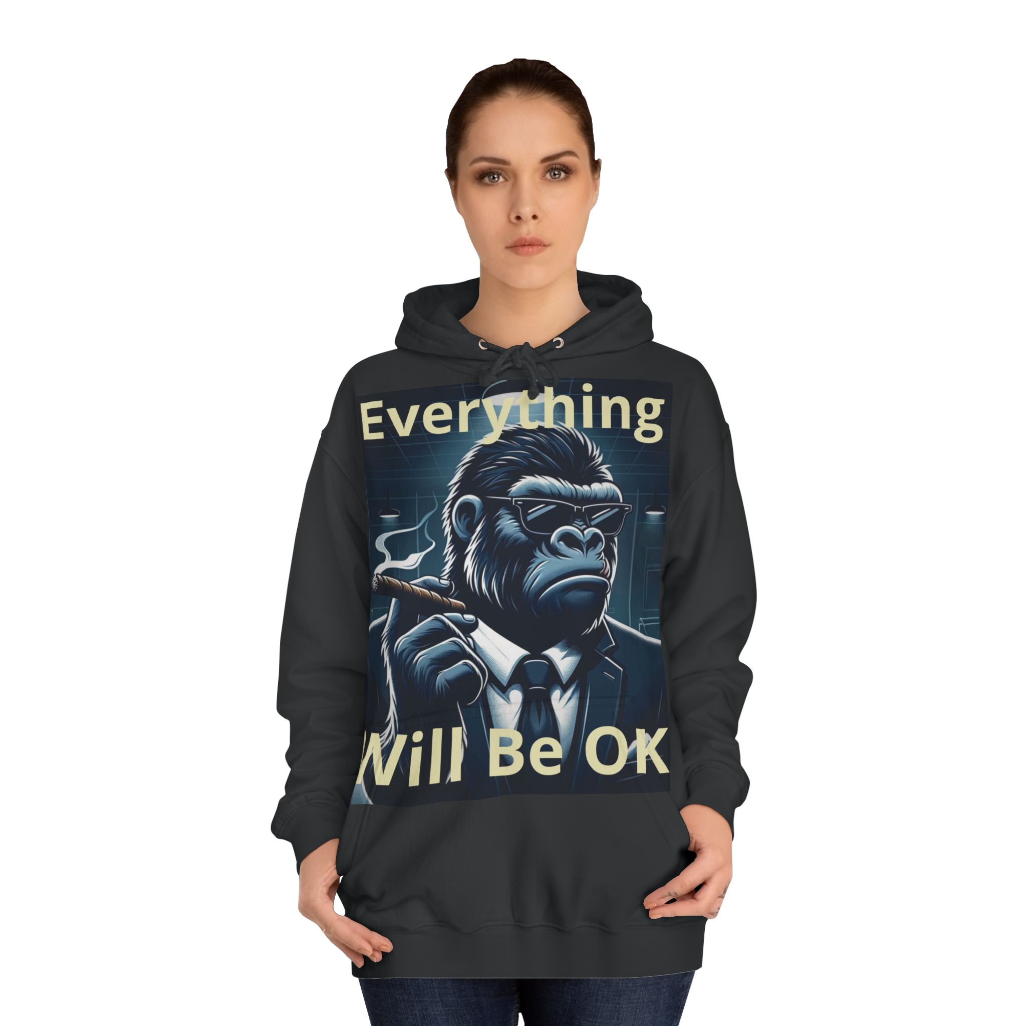Unisex Hoodie – 'Everything Will Be OK' Gorilla Design | Cozy, Stylish, & Ethical - Image 4