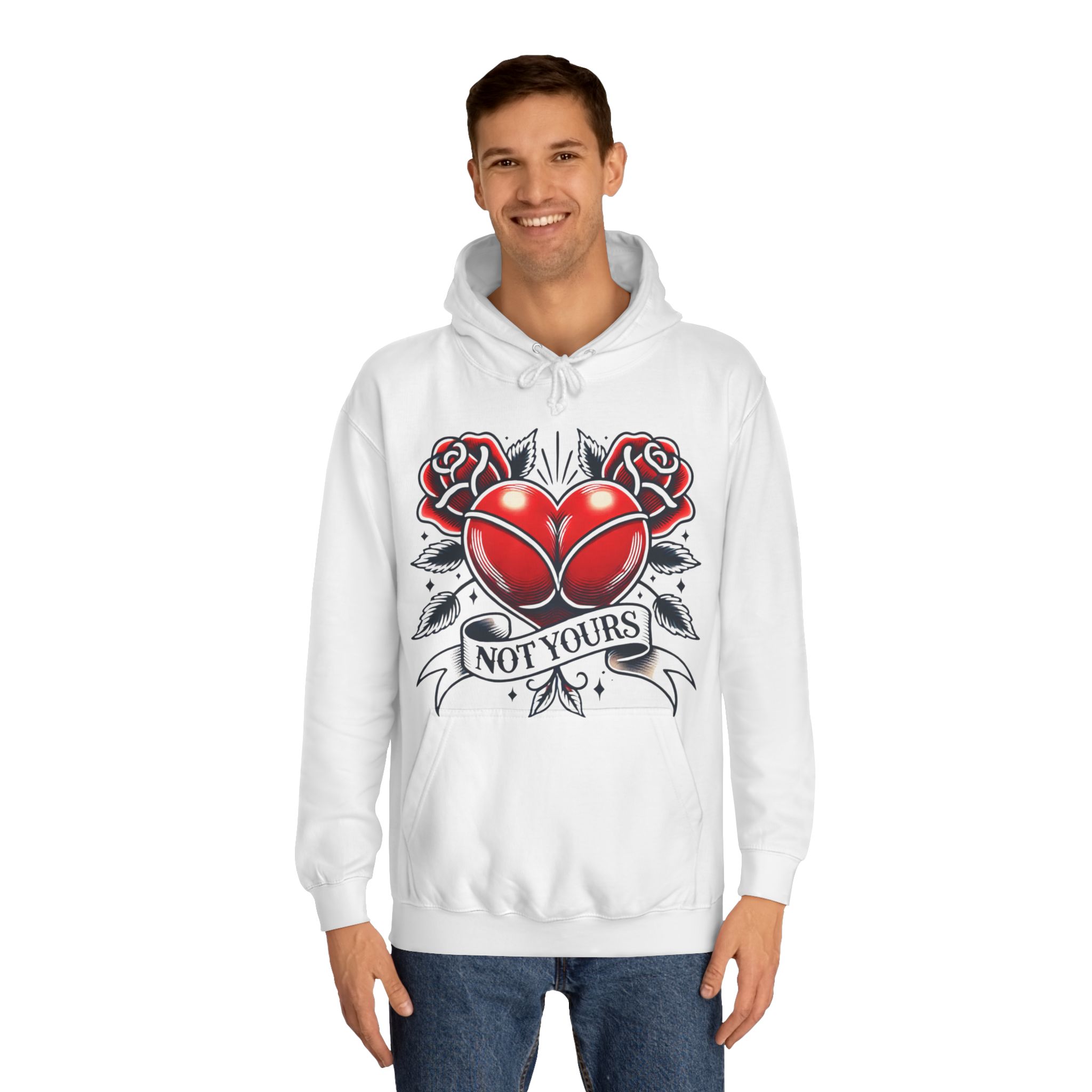 Unisex Hoodie – 'Not Yours' Heart & Roses Design | Cozy Fit & Stylish Comfort - Image 3