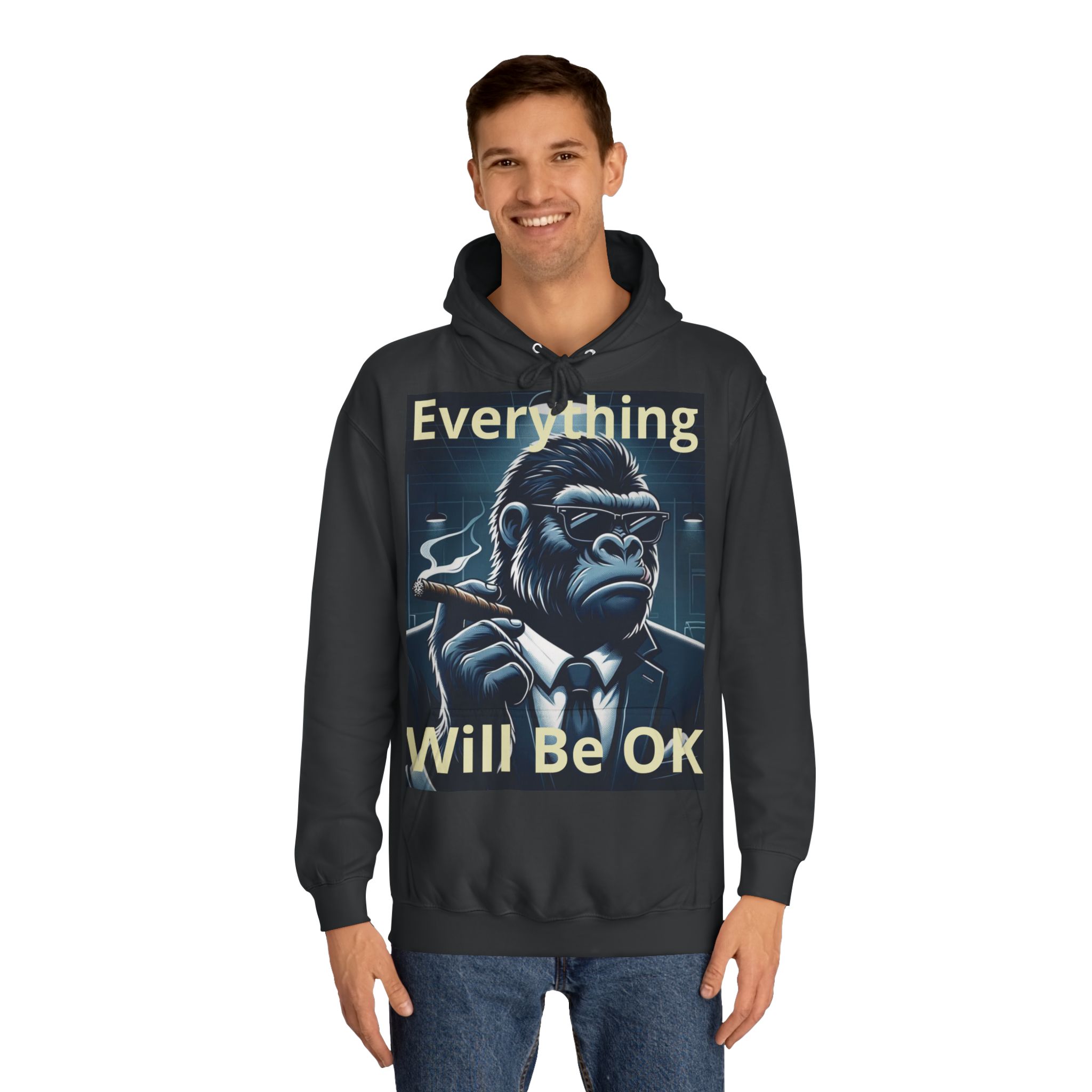 Unisex Hoodie – 'Everything Will Be OK' Gorilla Design | Cozy, Stylish, & Ethical - Image 3
