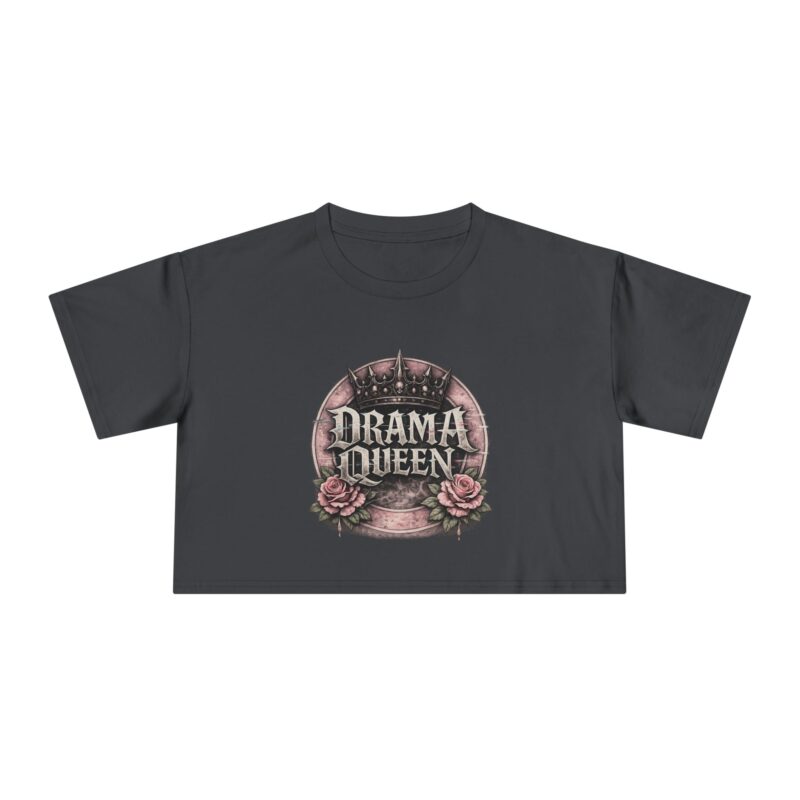 Drama Queen Crop Tee — Gothic Rose Graphic Women's Top