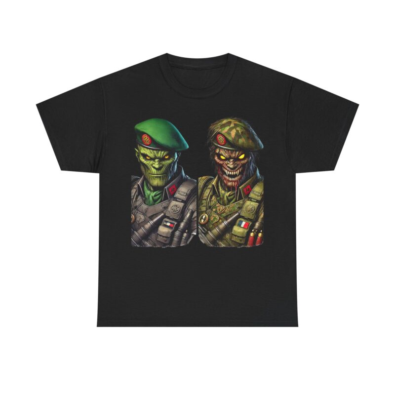Dual Skull Soldiers Graphic Tee - 100% Cotton