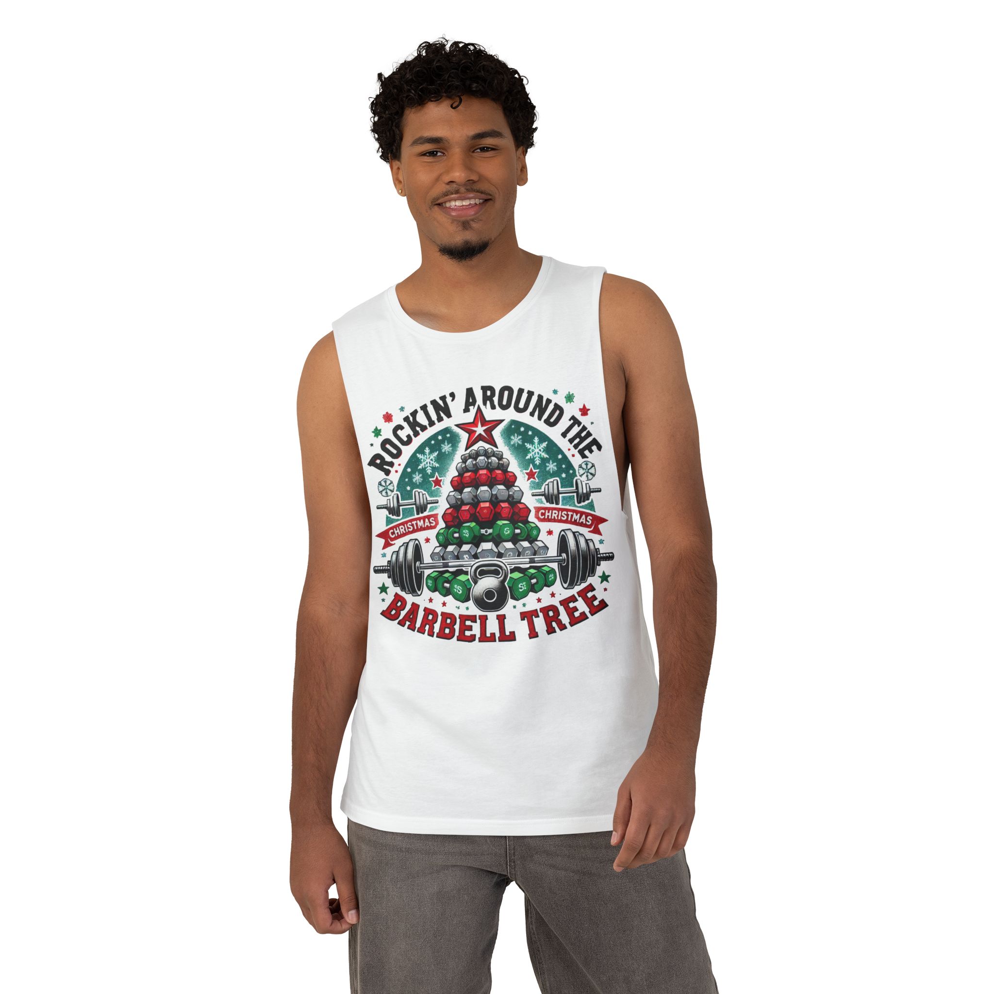 Rockin’ Around the Barbell Tree Tank Top - Festive Fitness Redefined - Image 3
