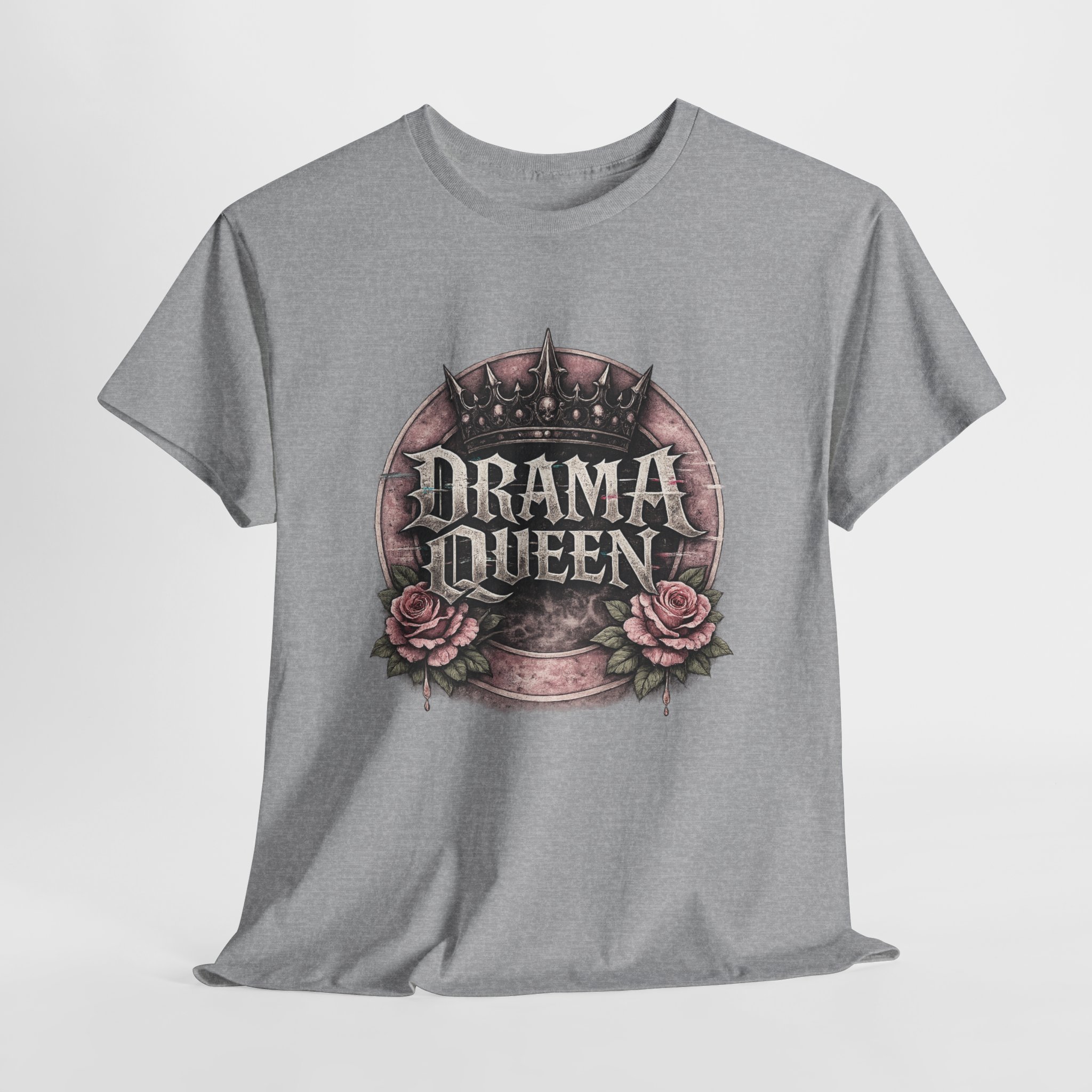 Drama Queen T-Shirt — Gothic Crown Floral Graphic Tee