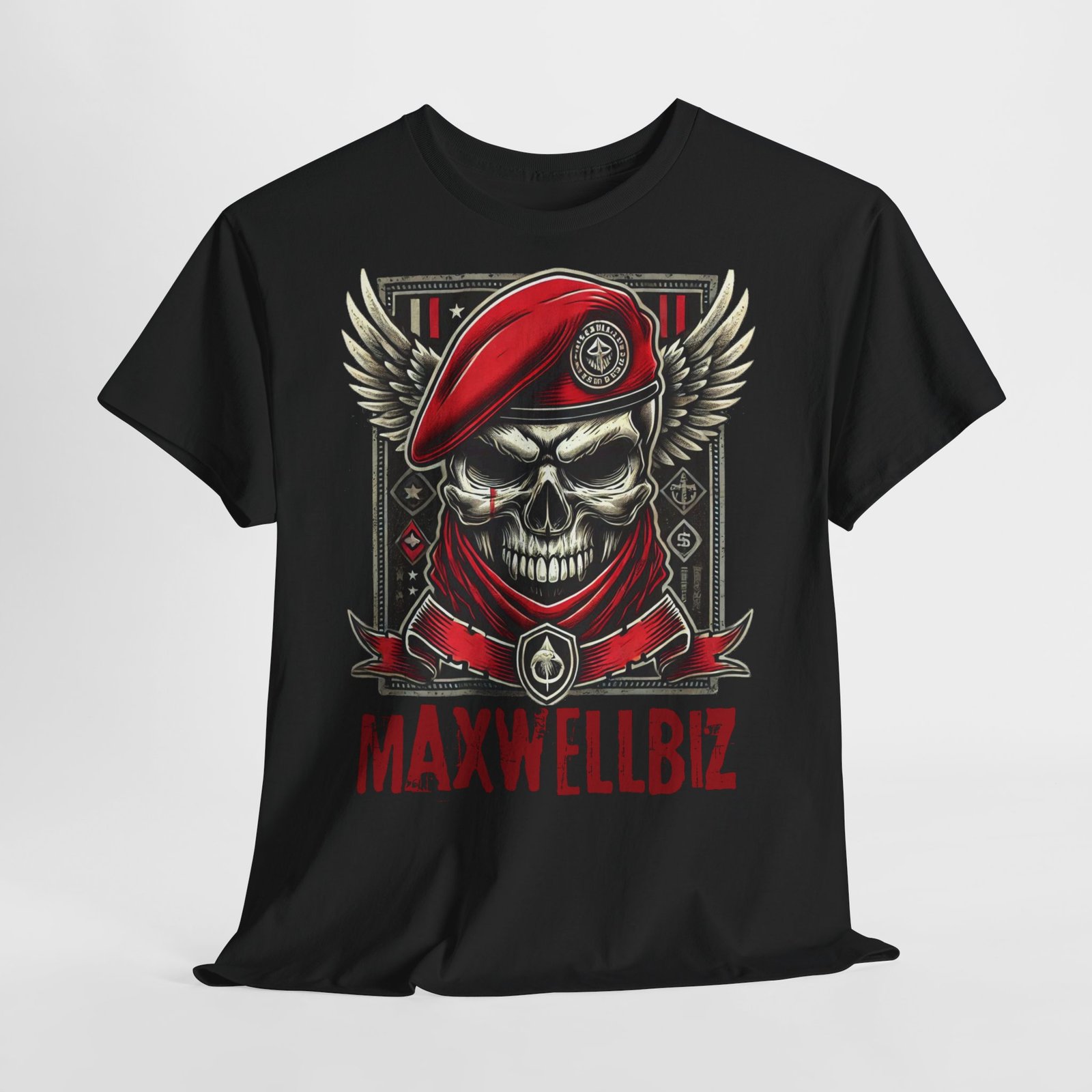 "MaxwellBiz Beret Skull Tee"