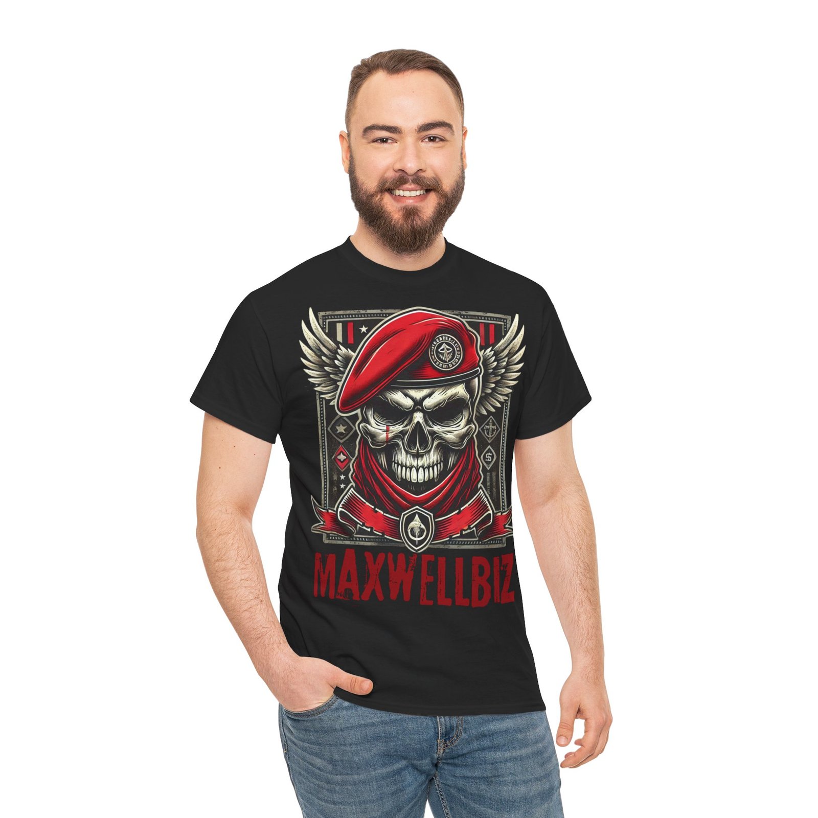 "MaxwellBiz Beret Skull Tee" - Image 2