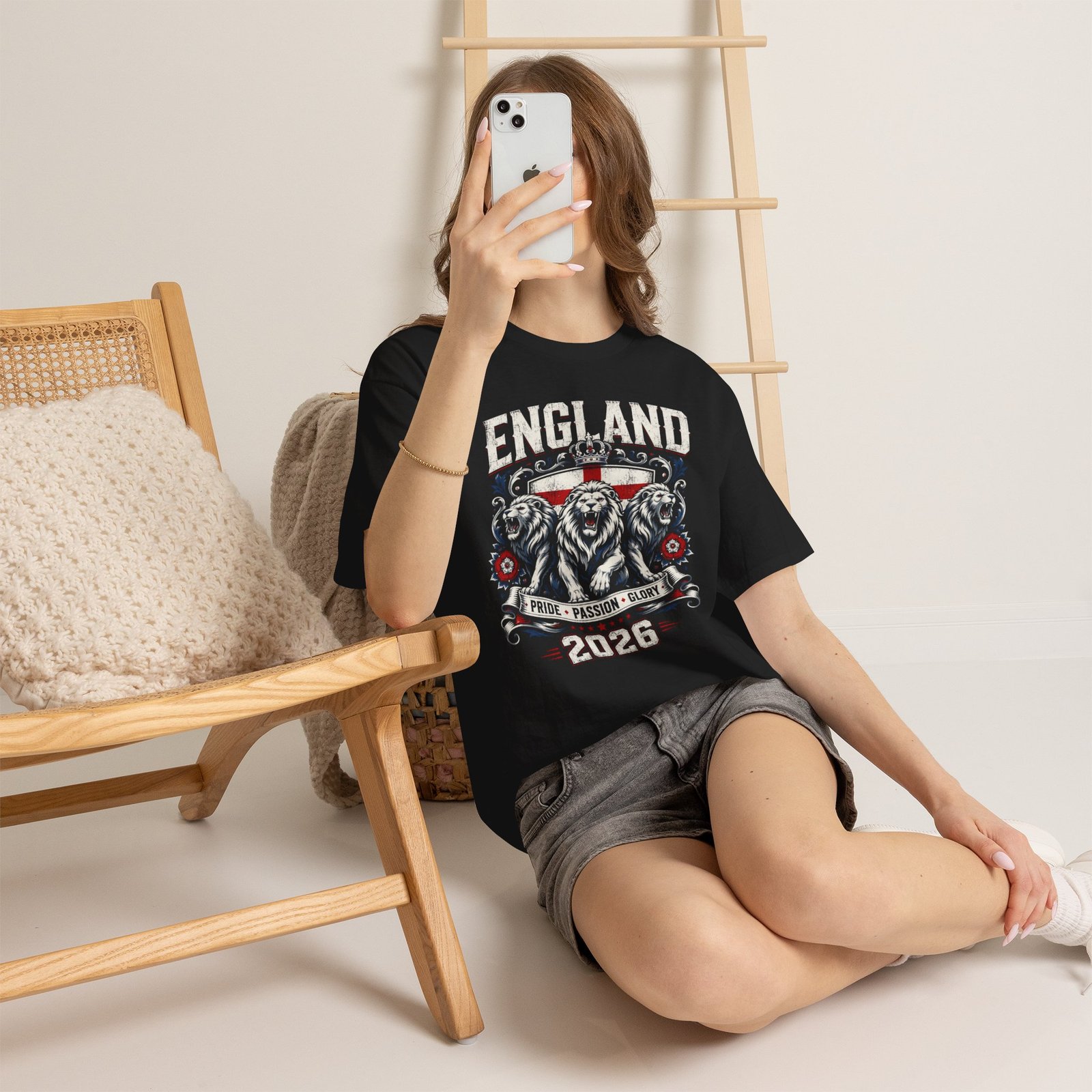 England 2026 Football Fan Tee – Pride Passion Glory Lion Crest - Image 4