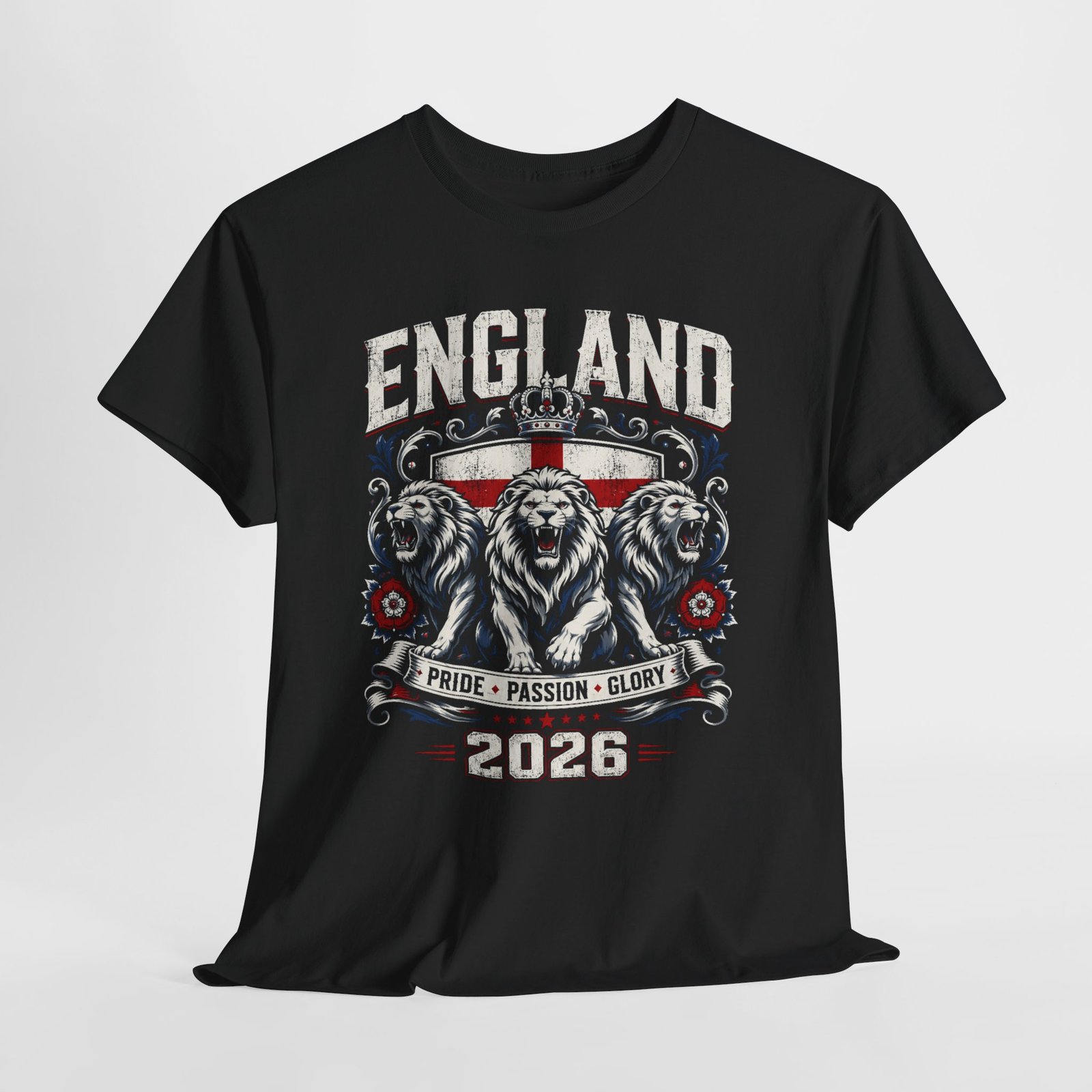 England 2026 Football Fan Tee – Pride Passion Glory Lion Crest - Image 3