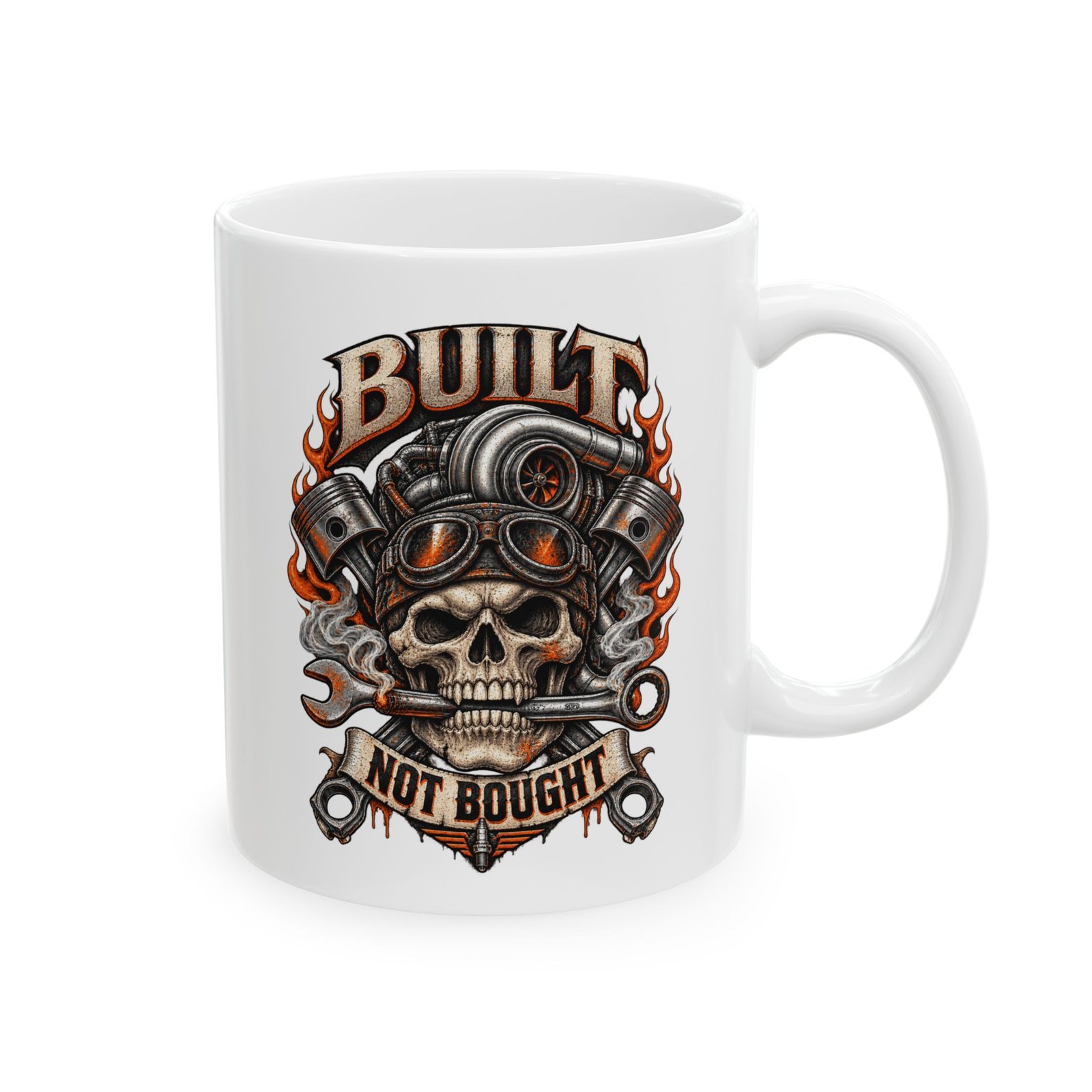 Mechanic Skull Flame Mug — Vintage Automotive Coffee Cup (11oz & 15oz) - Image 2