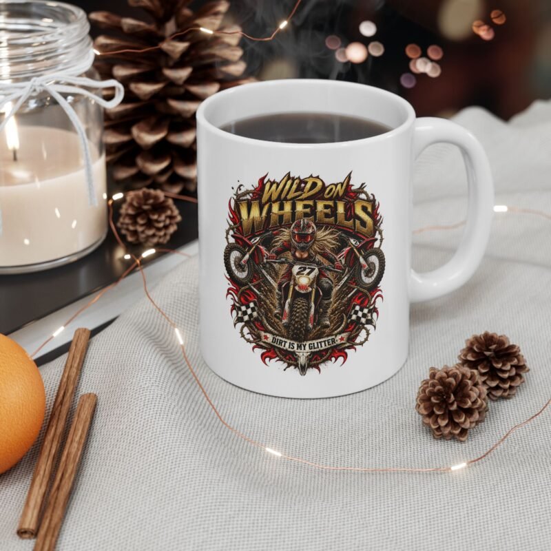 Ceramic Mug — Vintage Motorcycle Skull Tattoo Design Coffee Cup (11oz, 15oz)