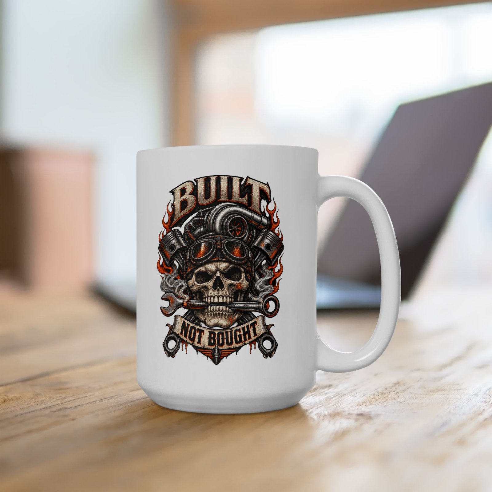Mechanic Skull Flame Mug — Vintage Automotive Coffee Cup (11oz & 15oz) - Image 10