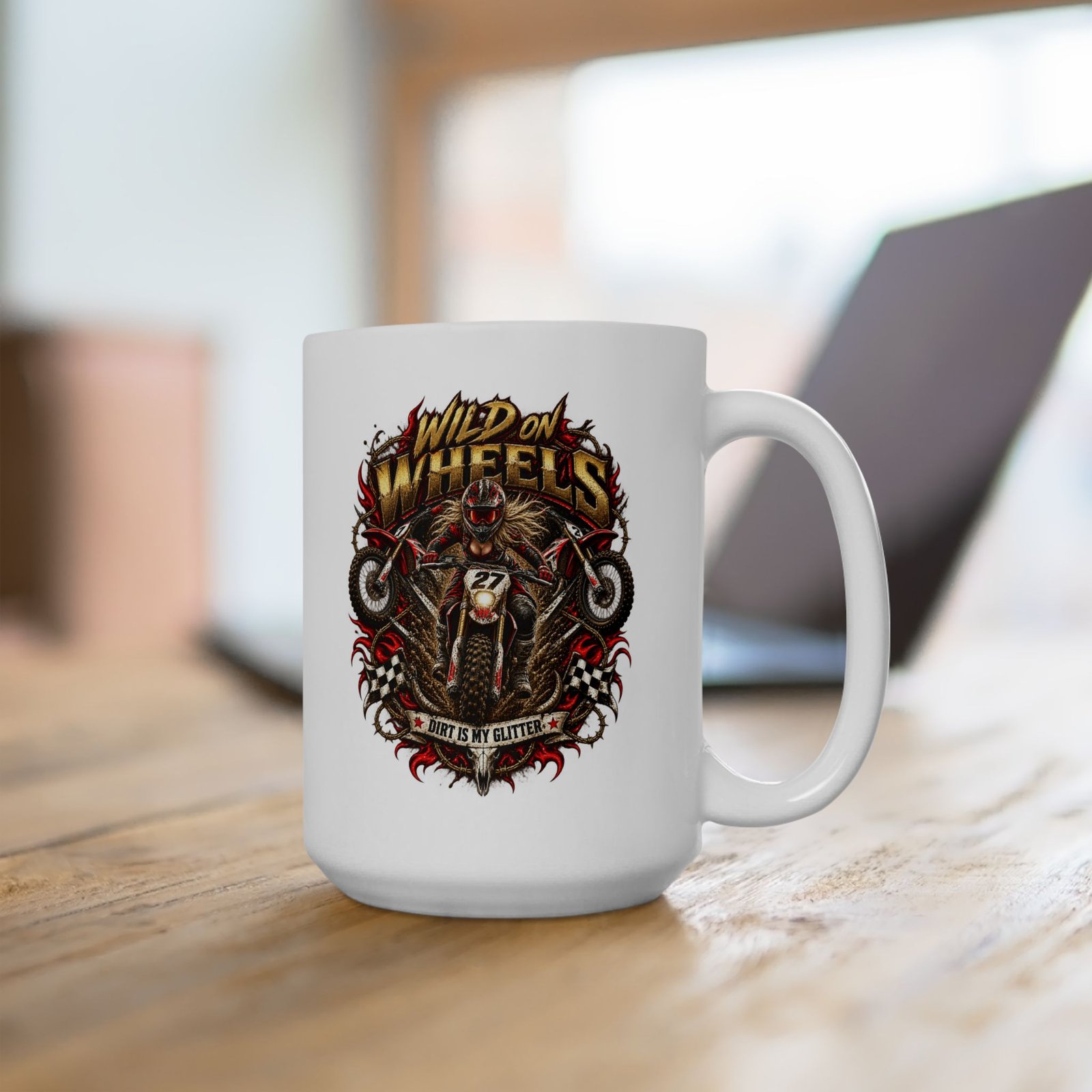 Ceramic Mug — Vintage Motorcycle Skull Tattoo Design Coffee Cup (11oz, 15oz) - Image 5